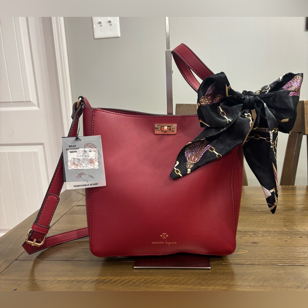 Nanette Lepore Nicola Bucket Crossbody Bag w/ Scarf